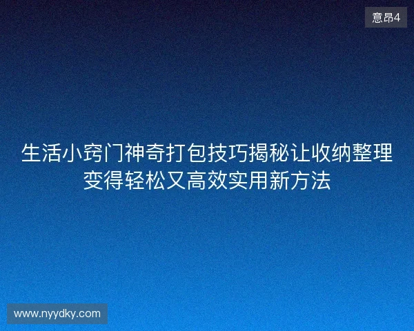 生活小窍门神奇打包技巧揭秘让收纳整理变得轻松又高效实用新方法